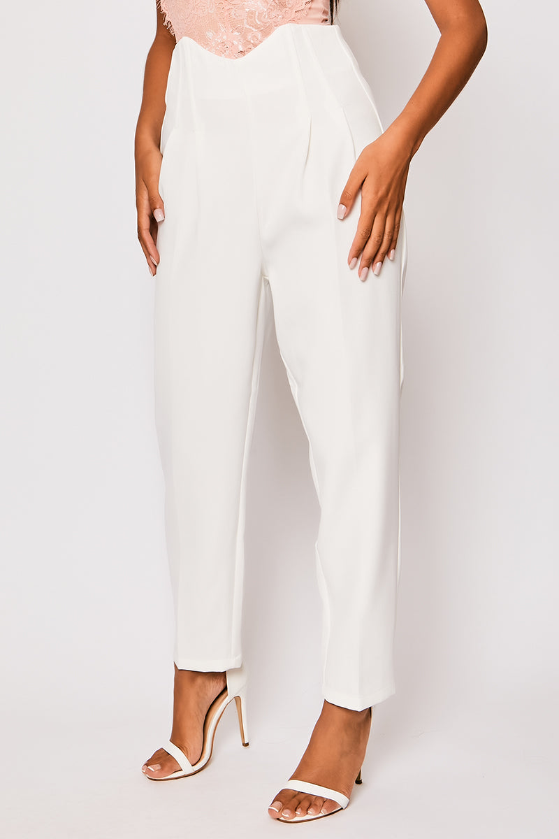 High-waisted tailored trousers - Dark grey/Pinstriped - Ladies | H&M IN