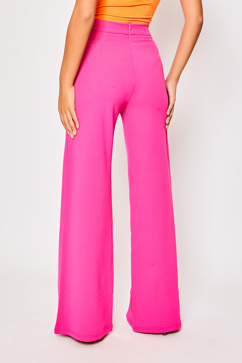 Take Your Time Hot Pink High Waist Wide Leg Trousers – Club L London - UK