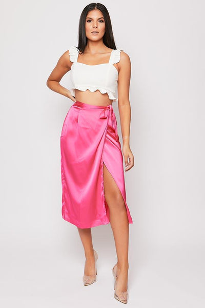 Pink midi shop wrap skirt