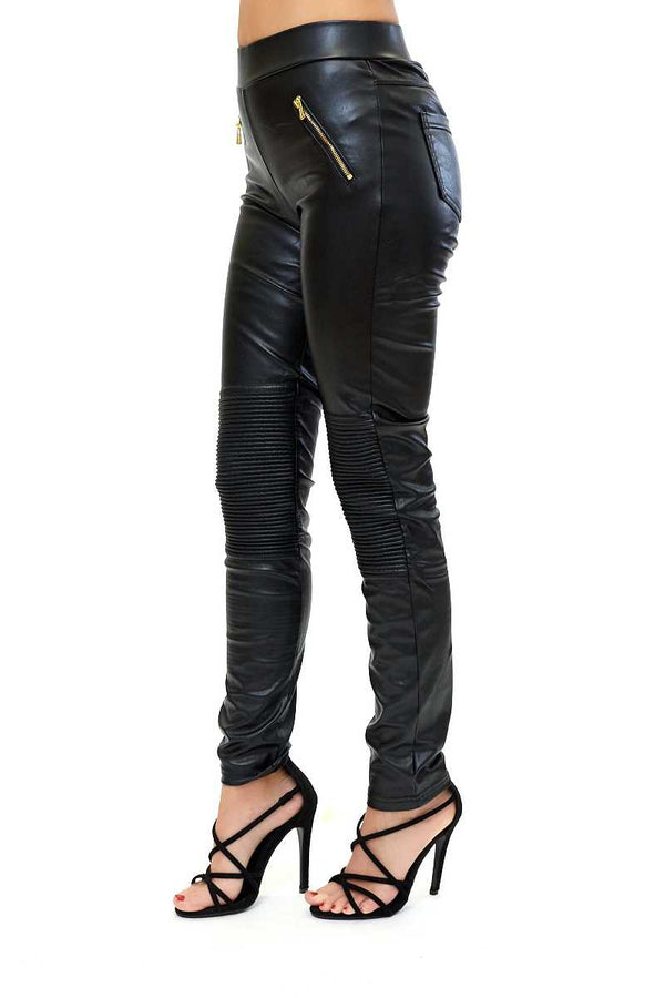 Aspen - PU Biker Style Zip Leggings