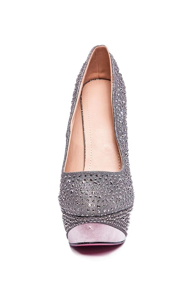 Samantha - Silver Glitter Platform Heels